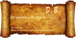 Draskovich Bere névjegykártya